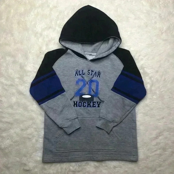 All-Star Hockey Hoodie Grey, Black, And Blue 4-5 Years - Picture 1 of 16